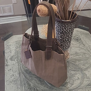 Hide And DRINK Brown Water Proof Canvas And Leather Market Tote Bag
